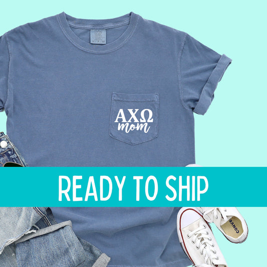 READY to SHIP | 2XL Alpha Chi Omega Mom Shirt | AXO Mom | Comfort Colors Short Sleeve Tee | Sorority Mom, Mother's Day Shirt