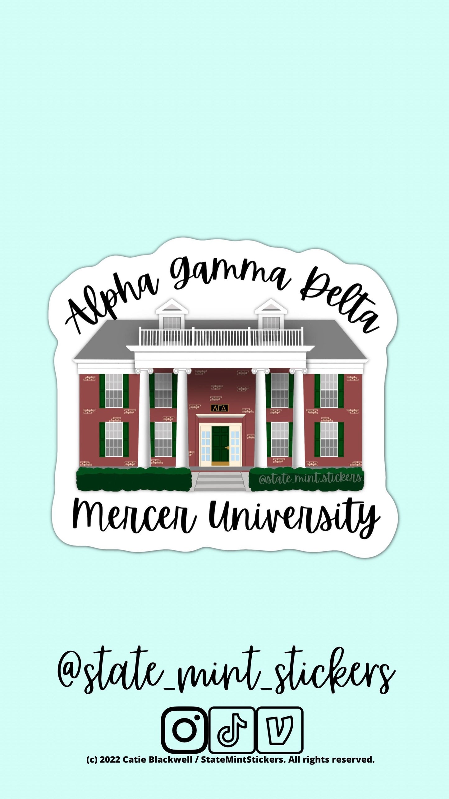 Alpha Gamma Delta Sorority House Sticker | Alpha Gamma Delta Mercer | Mercer Greek Life | Mercer Sororities 3.5"