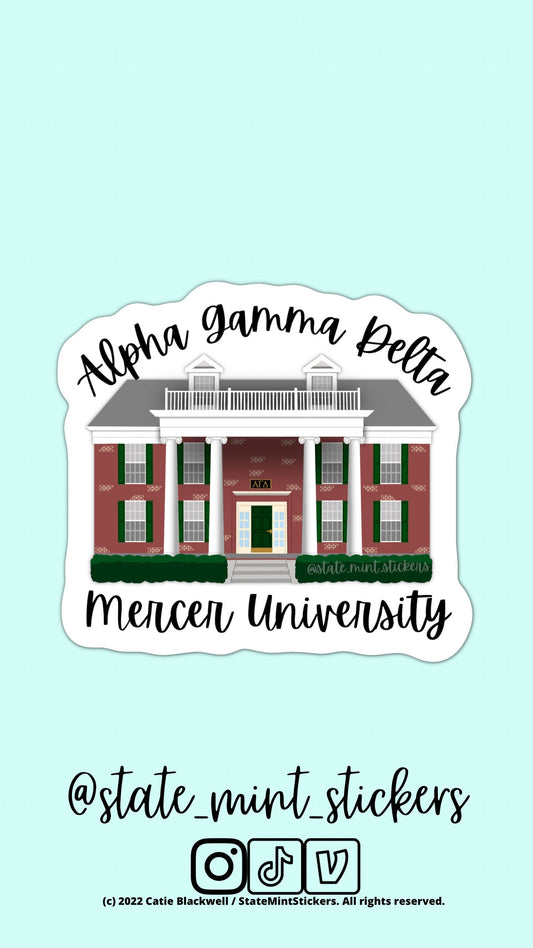 Alpha Gamma Delta Sorority House Sticker | Alpha Gamma Delta Mercer | Mercer Greek Life | Mercer Sororities 3.5"